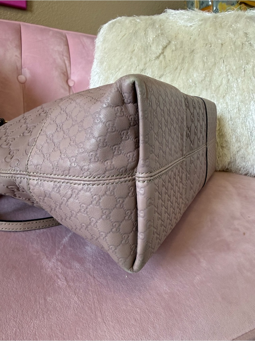 💯Auth GUCCI Guccisima BREE Shoulder Bag w Soft PINK Leather & Goldtone Hardware - Picture 7 of 16